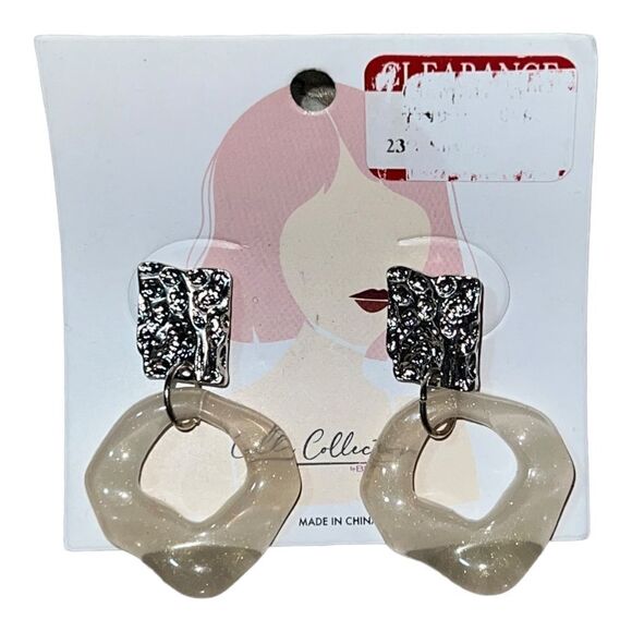 Lulla Collection Silver Tone Wavy Drop Hoop Earrings Dangle NWT - Picture 1 of 2